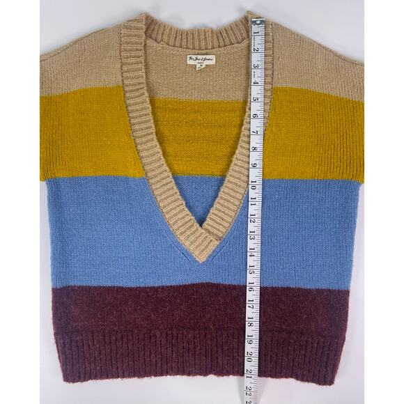 For Love & Lemons Color Block Deep V Knit Sweater Size M - Picture 8 of 9